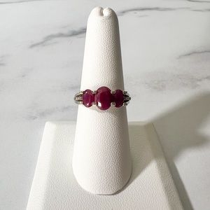 2.75ctw Indian Ruby & Diamond Accent Ring 925 Sterling